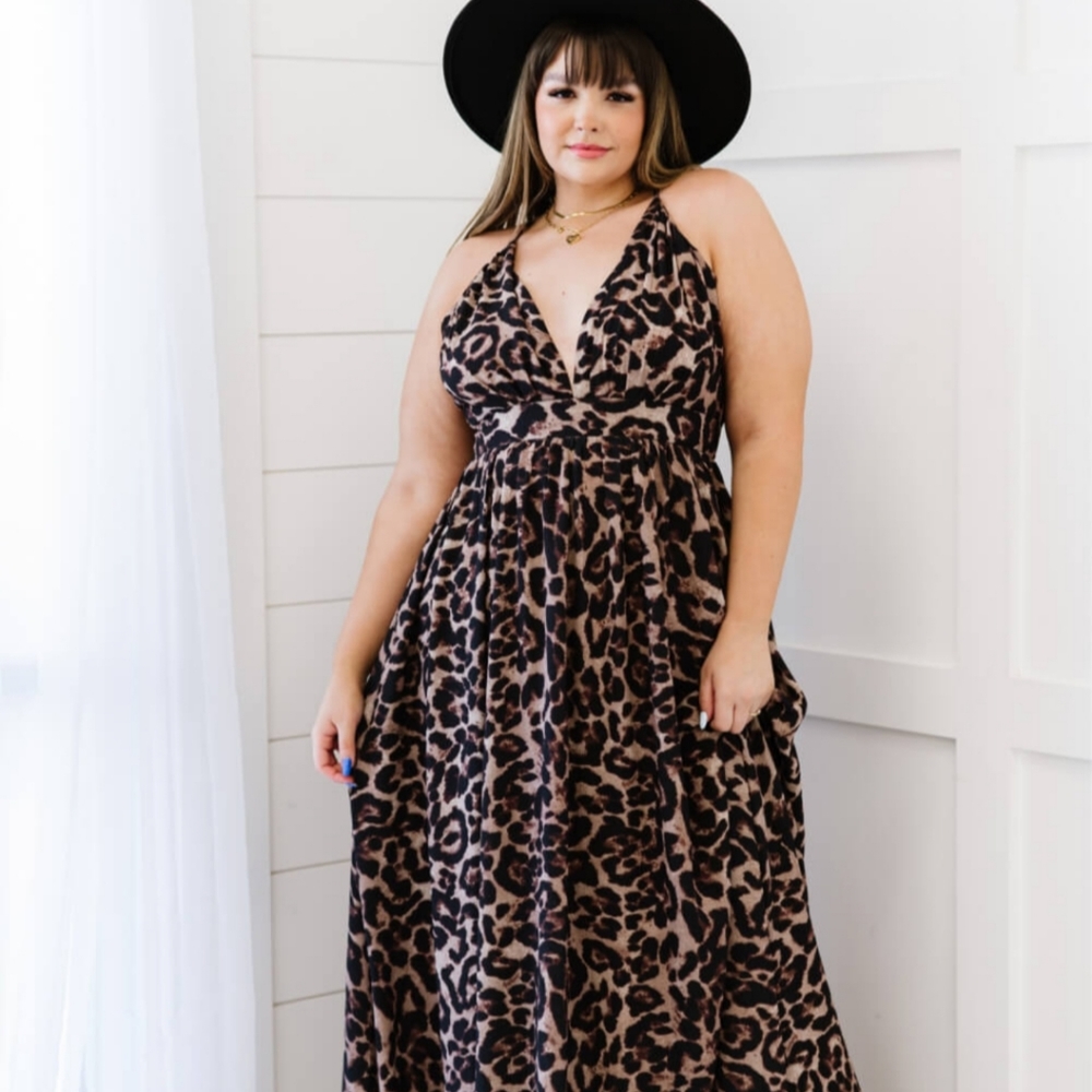 Sweet Generis Never Stop Full Size Run Leopard Maxi Dress